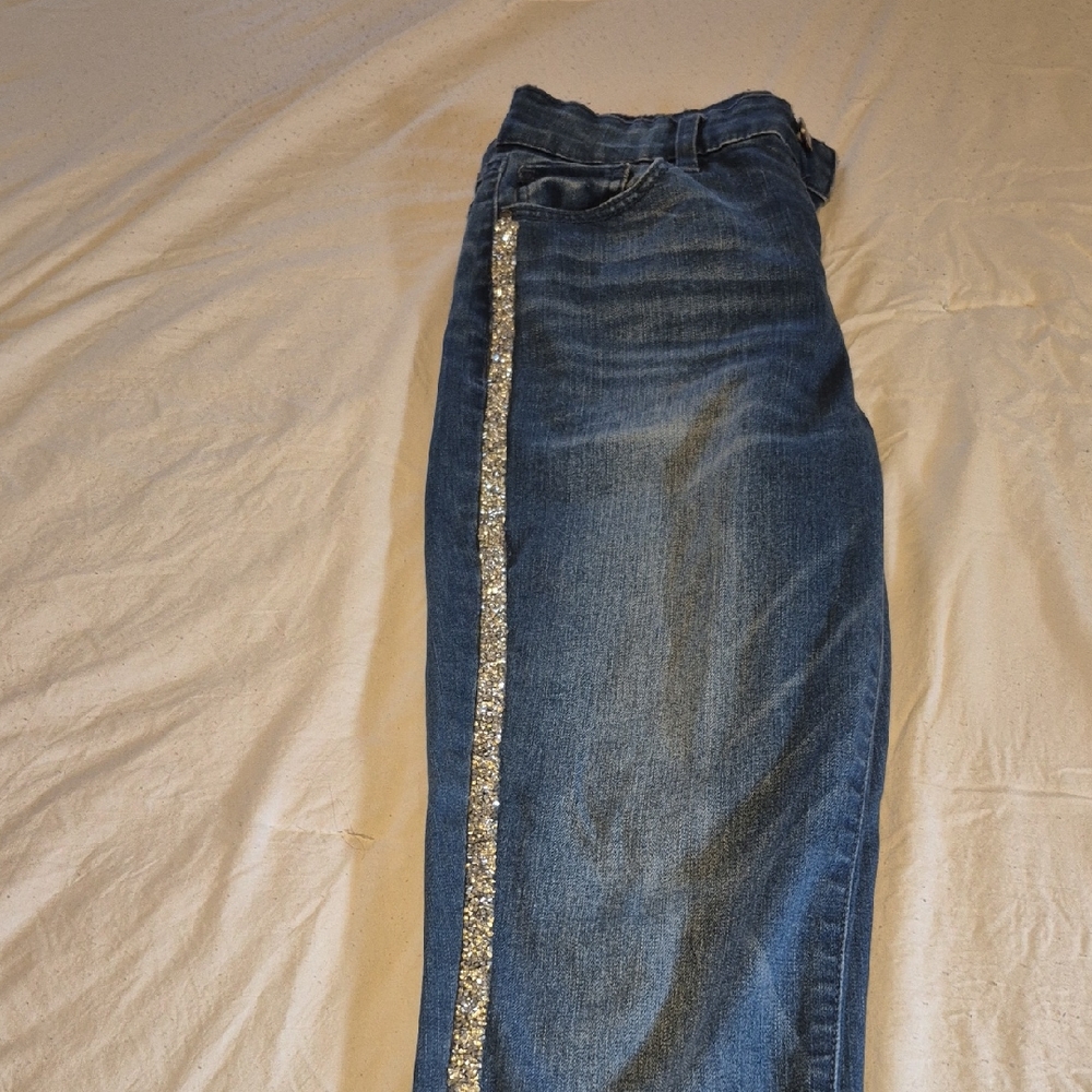 Tinseltown Blue Jeans with Glittering Silver Stripe
